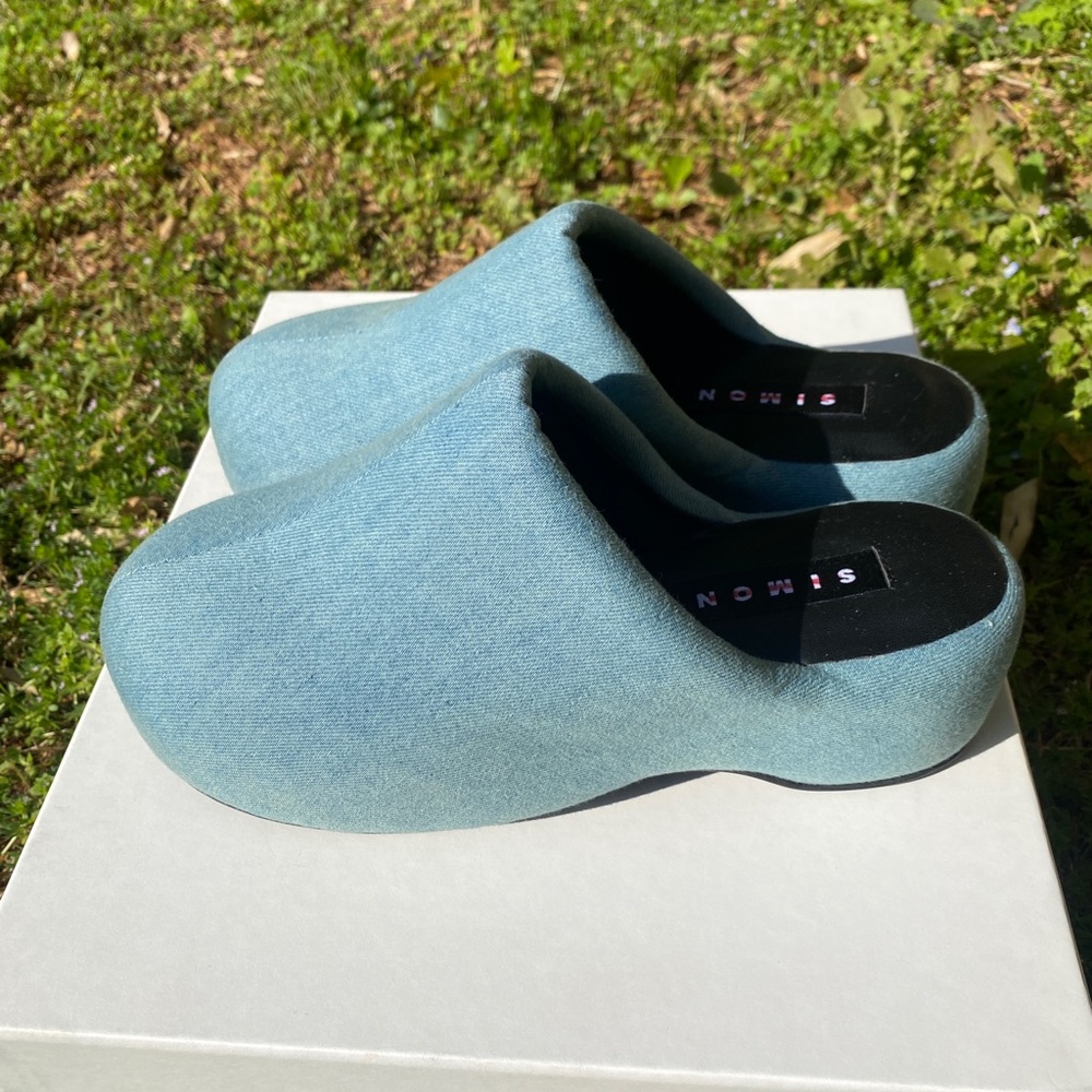 Simon Miller bubble clogs in denim